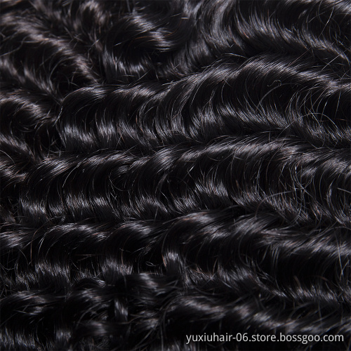 Brazilian Curly Hair Bundles with Closure Brazilian Virgin Hair 3Bundles with Middle Part Baby Hair Closure Natural Black